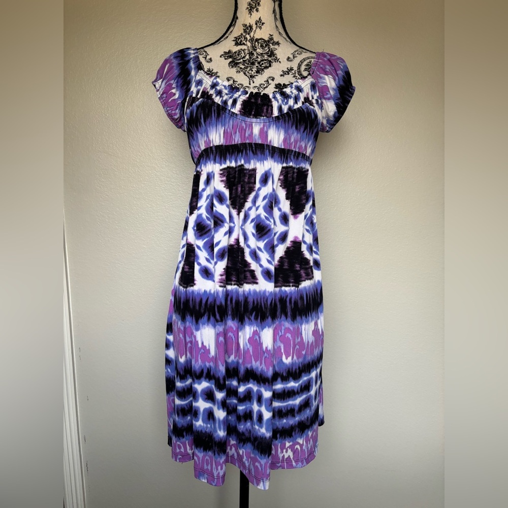 AB Studio Purple and Black Midi Dress - Picture 2 of 11